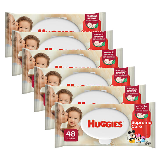 Kit Lenços Umedecidos Huggies Supreme Care - 6 pacotes 288 lenços