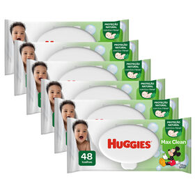 Kit Lenços Umedecidos Huggies Max Clean - 6 pacotes 288 lenços